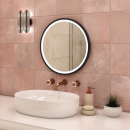 Круглое зеркало с подсветкой для ванной комнаты Латина Блэк
